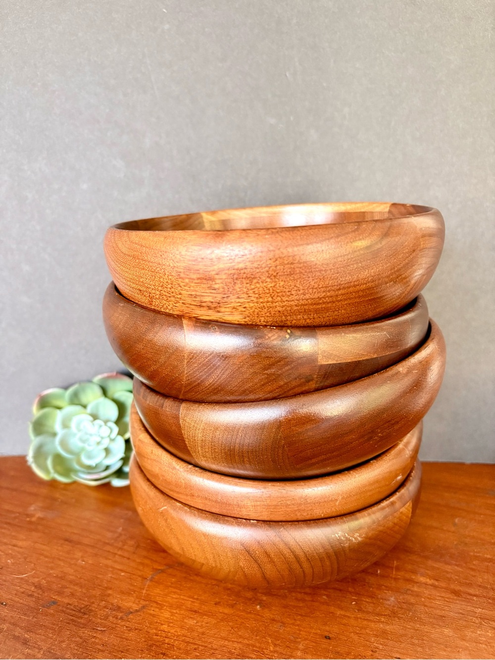 Handcrafted Wooden Serving Bowls - Natural Brown - Home Kitchen Food Storage